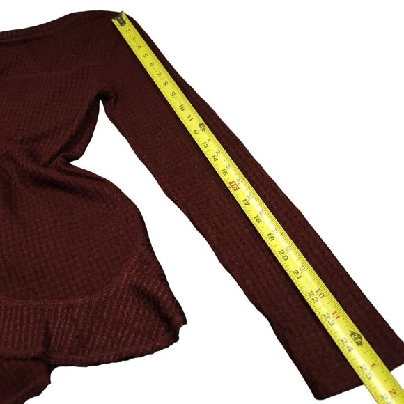 Anthropologie Saturday Sunday Womens XS Oversized Waffle Knit Tunic Top Maroon‎ - Picture 10 of 12